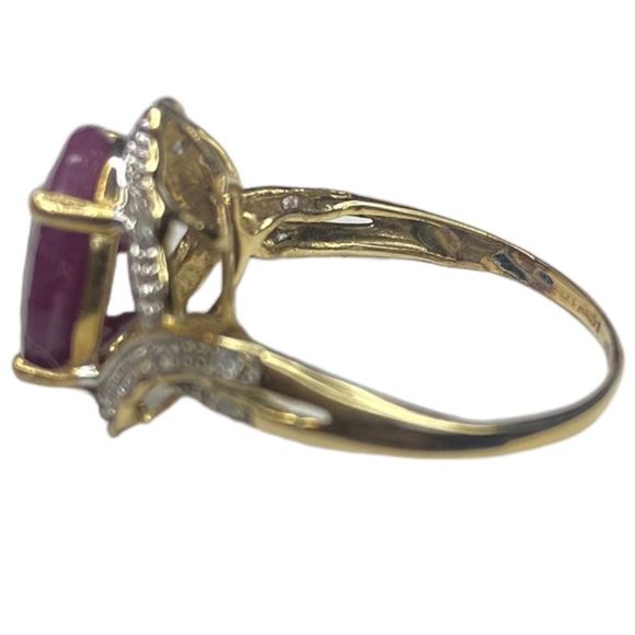 Red Ruby 10K Yellow Gold Ring Sz 5.5 - Picture 6 of 10